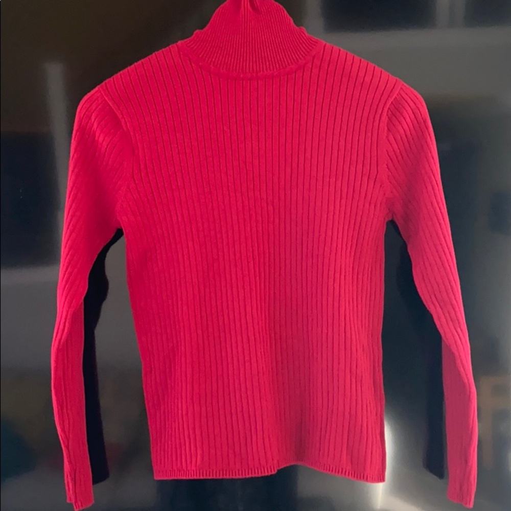 Talbots Red Ribbed Turtle Neck Sweater - image 1